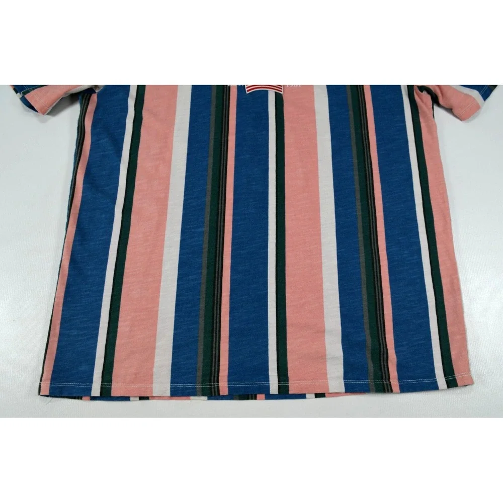 Guess LA Striped‎ T-Shirt Short Sleeve Embroidered Logo &  American Flag Men's L - Picture 7 of 13